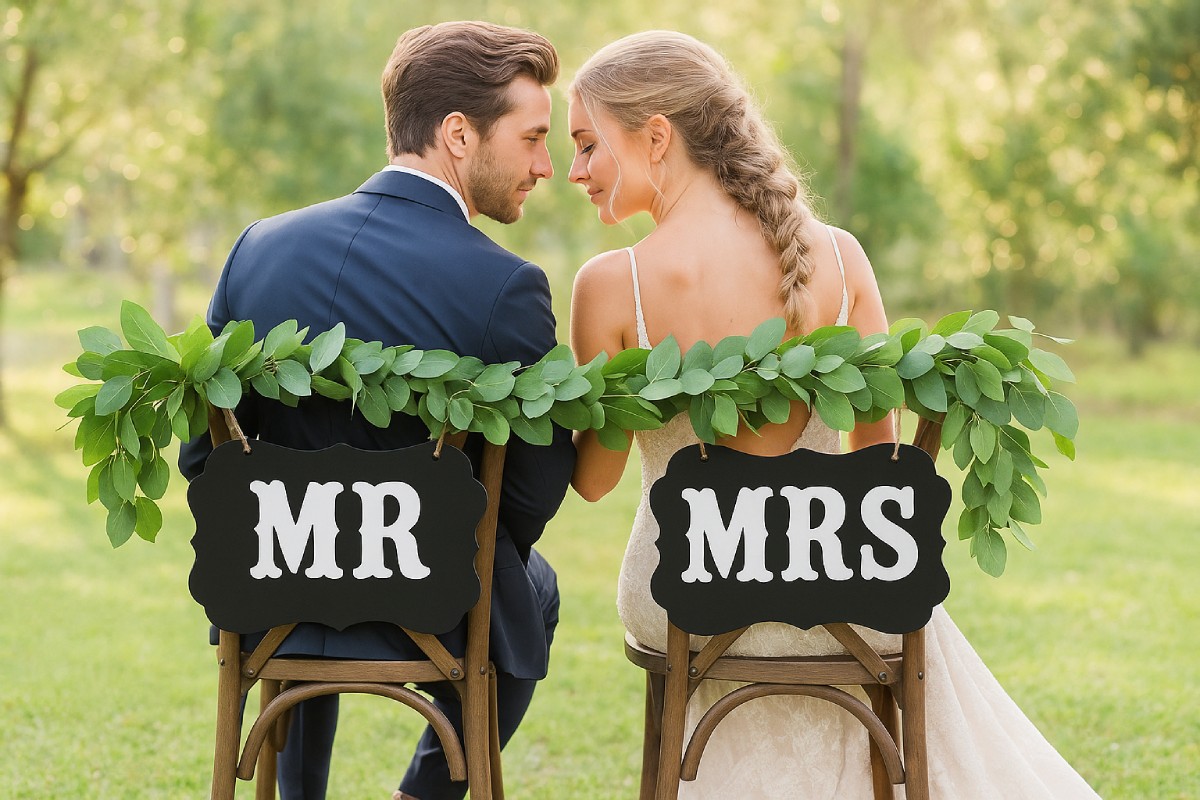 Inspiration pour organiser un mariage élégant : un couple de jeunes mariés assis ensemble, symbole d’amour et d’union, parfait pour illustrer un guide complet d’organisation de mariage étape par étape.